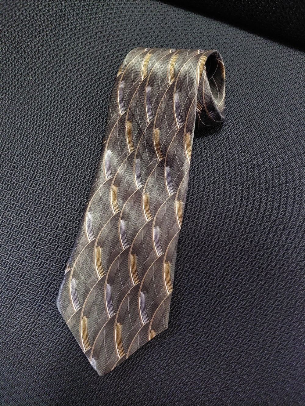 Stafford Classic Men's Patterned Tie in Brown and Gold  57"
